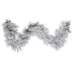 9' Unlit Flocked Alberta Artificial Christmas Garland without Lights