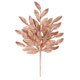 Use these Vickerman 22" Rose Gold Glitter Bay Leaf Artificial Christmas Sprays 6 Per Bag