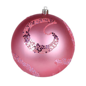 4.75" Pink Matte Sequin Swirls Christmas Ornaments 4 Per Bag