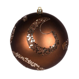 4.75" Mocha Matte Sequin Swirls Christmas Ornaments 4 Per Bag