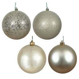 10" Champagne Four-Finish Ball Christmas Ornaments 4 Per Bag