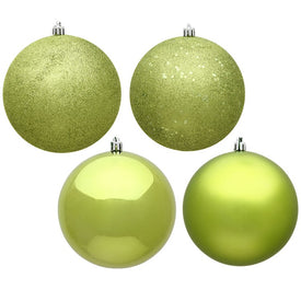 8" Lime Four-Finish Ball Christmas Ornaments 4 Per Bag