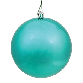 6" Teal Shiny Ball Ornaments 4-Pack