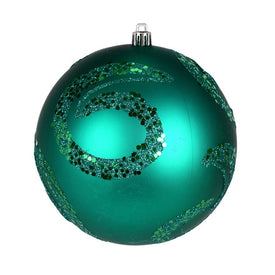 4.75" Teal Matte Sequin Swirls Christmas Ornaments 4 Per Bag