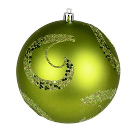 4.75" Lime Matte Sequin Swirls Christmas Ornaments 4 Per Bag
