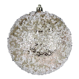 6" Champagne Glitter Hail Balls Ornaments 4 Per Bag