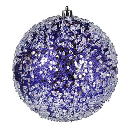 6" Purple Glitter Hail Balls Ornaments 4 Per Bag