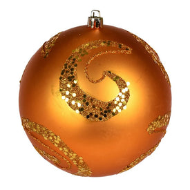 4.75" Antique Gold Matte Sequin Swirls Christmas Ornaments 4 Per Bag