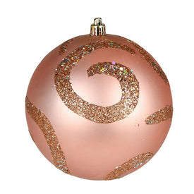 4.75" Rose Gold Matte Sequin Swirls Christmas Ornaments 4 Per Bag