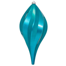 8" Turquoise Candy Swirl Drop Christmas Ornaments 3 Per Bag