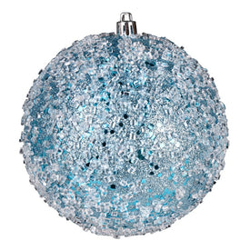6" Baby Blue Glitter Hail Balls Ornaments 4 Per Bag