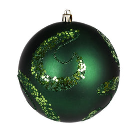 4.75" Emerald Matte Sequin Swirls Christmas Ornaments 4 Per Bag