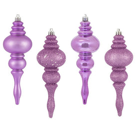7" Orchid Four-Finish Finial Christmas Ornaments 8 Per Box