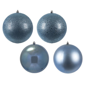 6" Periwinkle Four-Finish Ball Christmas Ornaments 4 Per Box