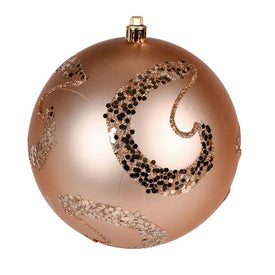 4.75" Cafe Latte Matte Sequin Swirls Christmas Ornaments 4 Per Bag