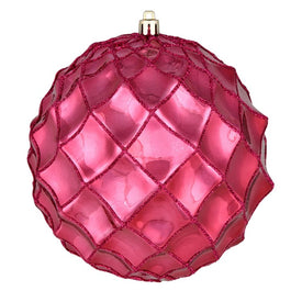 6" Berry Red Shiny Form Ball Christmas Ornaments 4 Per Bag