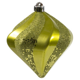 6" Lime Swirl Diamond Candy Christmas Ornaments 3 Per Bag