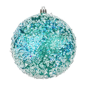 6" Teal Glitter Hail Balls Ornaments 4 Per Bag