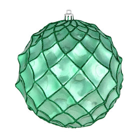 4" Seafoam Green Shiny Form Ball Christmas Ornaments Per Bag