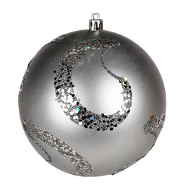 4.75" Limestone Matte Sequin Swirls Christmas Ornaments 4 Per Bag