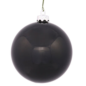 6" Black Shiny Ball Ornaments 4-Pack
