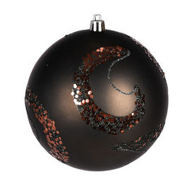4.75" Gunmetal Matte Sequin Swirls Christmas Ornaments 4 Per Bag