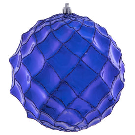 6" Cobalt Blue Shiny Form Ball Christmas Ornaments 4 Per Bag