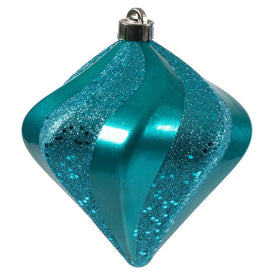 6" Turquoise Swirl Diamond Candy Christmas Ornaments 3 Per Bag