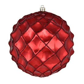 6" Wine Shiny Form Ball Christmas Ornaments 4 Per Bag