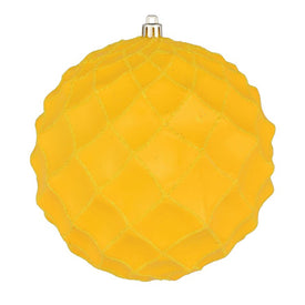 6" Yellow Shiny Form Ball Christmas Ornaments 4 Per Bag