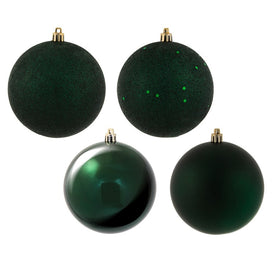 4" Midnight Green Four-Finish Ball Christmas Ornaments 12 Per Box