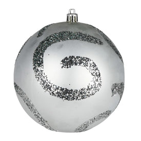 4.75" Silver Matte Sequin Swirls Christmas Ornaments 4 Per Bag