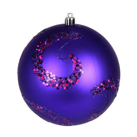 4.75" Purple Matte Sequin Swirls Christmas Ornaments 4 Per Bag