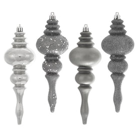7" Pewter Four-Finish Finial Christmas Ornaments 8 Per Box