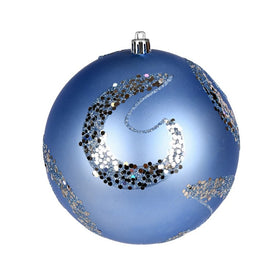 4.75" Periwinkle Matte Sequin Swirls Christmas Ornaments 4 Per Bag