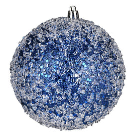 6" Midnight Blue Glitter Hail Balls Ornaments 4 Per Bag