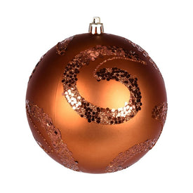 4.75" Copper Matte Sequin Swirls Christmas Ornaments 4 Per Bag