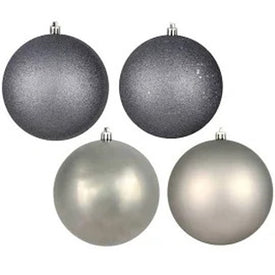 4" Limestone Four-Finish Ball Christmas Ornaments 12 Per Box