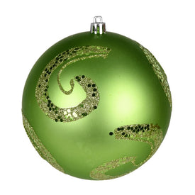 4.75" Celadon Matte Sequin Swirls Christmas Ornaments 4 Per Bag