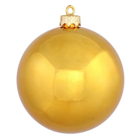 6" Antique Gold Shiny Ball Ornaments 4-Pack