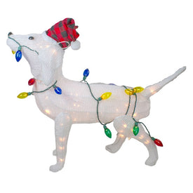 34" White Lighted 3D Standing Dog Christmas Outdoor Decoration - Multi-Color Lights