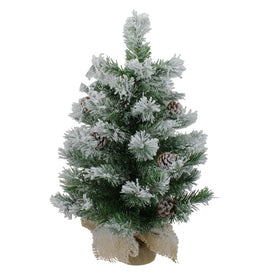 24" Flocked Pine Artificial Christmas Tree in Burlap Base - Unlit