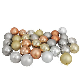 3.25" Subtle Colored Shatterproof Two-Finish Christmas Ball Ornaments 32-Count