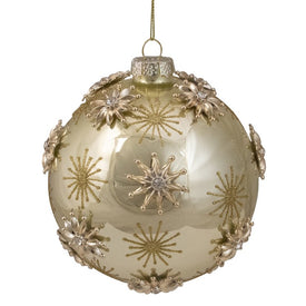 4.5" Shiny Gold Starburst Glass Shatterproof Christmas Ball Ornament