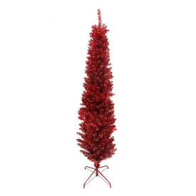 6' Pencil Red Tinsel Artificial Christmas Tree - Unlit