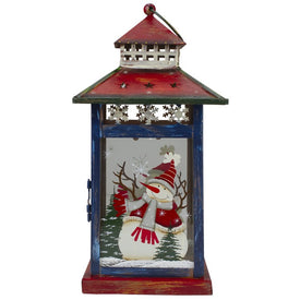 12.75" Red White and Black Snowman "Let It Snow" Christmas Lantern