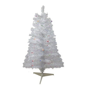 3' Pre-lit White Iridescent Pine Artificial Christmas Tree - Multi Lights