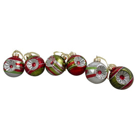 2.75" Silver and Red Two-Finish Retro Reflector Christmas Ball Ornaments 6-Count