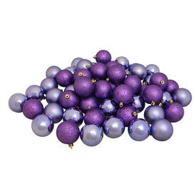 2.5" Amethyst Purple Four-Finish Shatterproof Christmas Ball Ornaments 60-Count