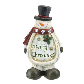 14.5" LED Lighted Weathered Snowman Table Top Christmas Decoration